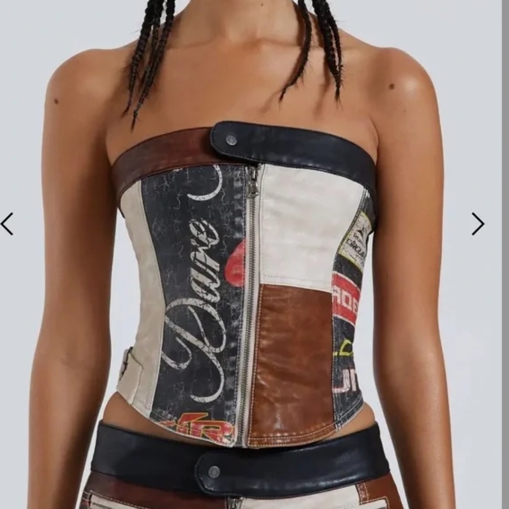 NEW Jaded London Daytona Vegan Faux Leather Strapless Top